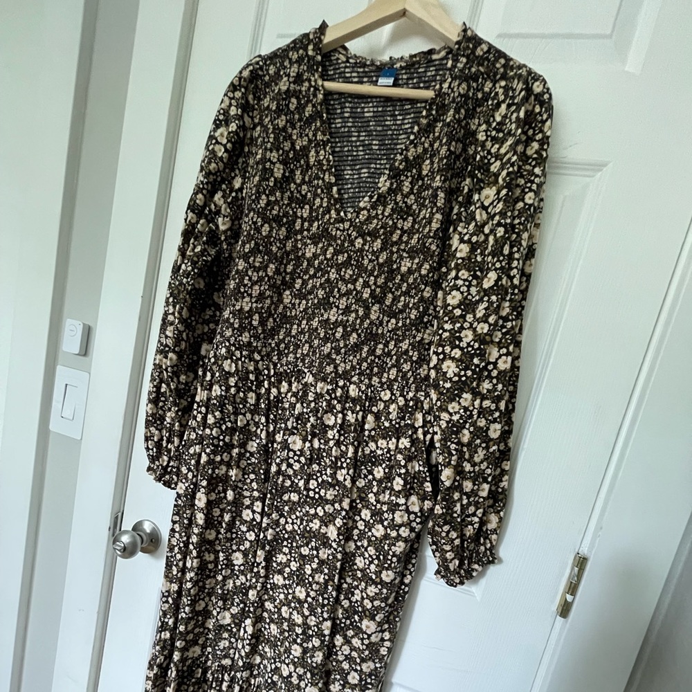 Old Navy, Long Midi Floral Dress, Elastic, Size - L